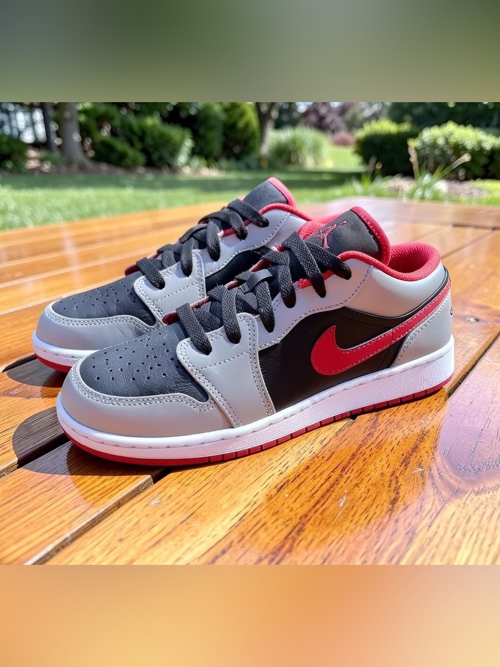 Nike Air Jordan 1 Low GS Cement Grey Fire Red Youth (Size: 6.5Y, Women’s 8)